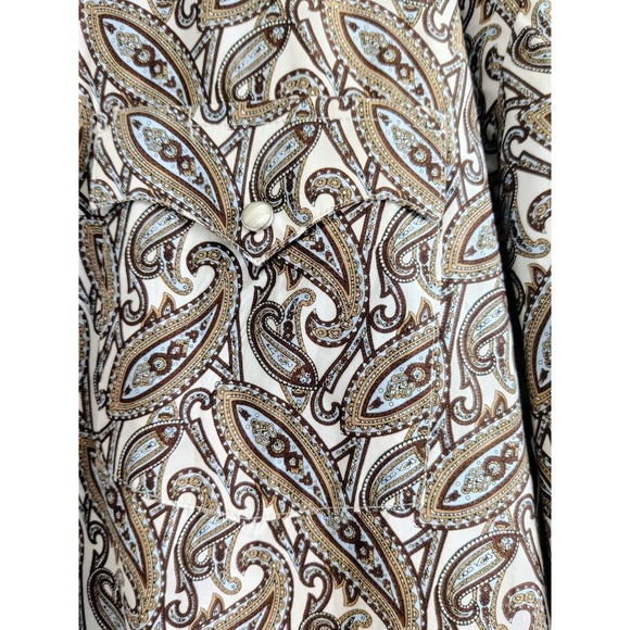 Rough Stock Panhandle Slim Long Sleeve Paisley Pearl Snap Shirt Western Men's XL - Picture 10 of 11